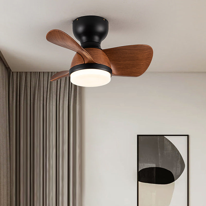 Wood Simple Stylish Bedroom Ceiling Fan With LED Light