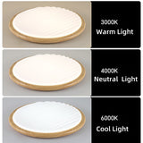 Round Wood Folding LED Bedroom Ceiling Light