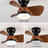 Wood Simple Stylish Bedroom Ceiling Fan With LED Light