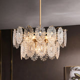 5/7 Heads Embossed Crystal Panels Chandelier