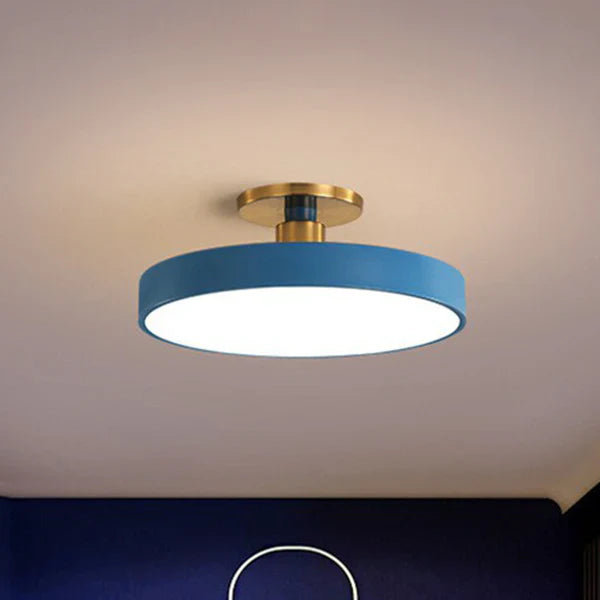 Round Flush Mount Light Nordic Style Acrylic Bedroom LED Semi Coil Ceiling Light