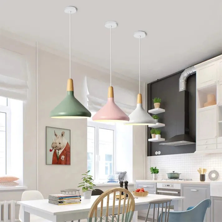 French Macaron Conical Metal Pendant Lamp