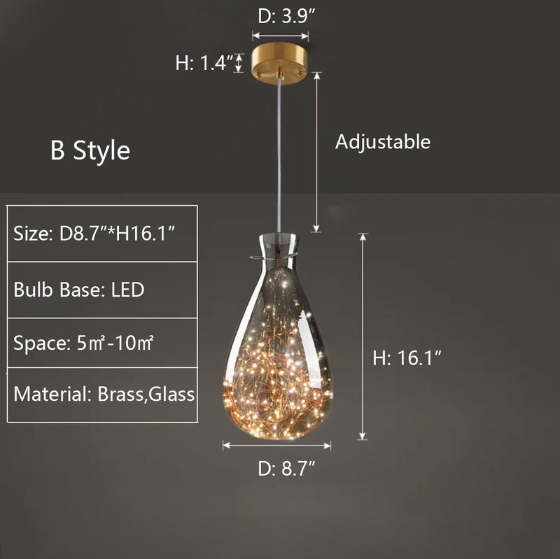 Modern Gray Glass Starry Sky Pendant Light