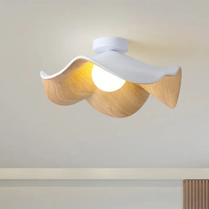 Nordic Wooden Lotus Resin Ceiling Light