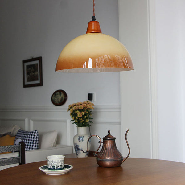 Retro Amber Glass Farm Pendant Light