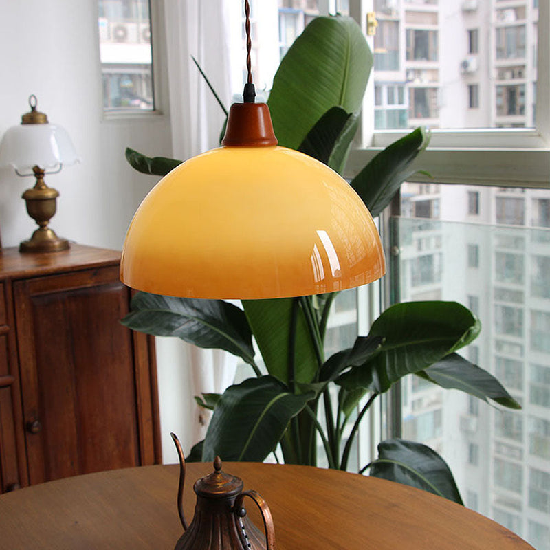 Retro Amber Glass Farm Pendant Light