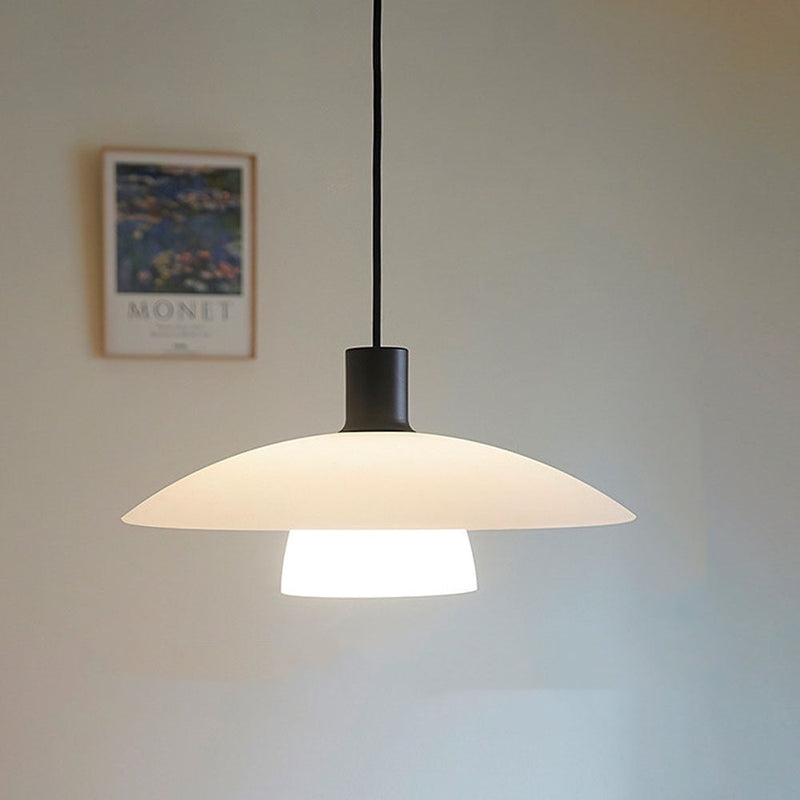 Minimalist Pendant Light made of White Plate Glass