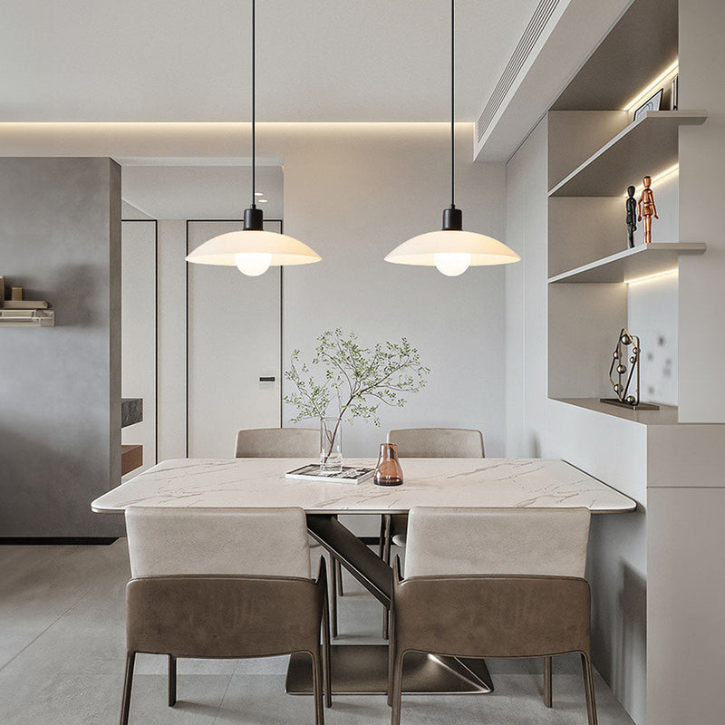 Minimalist Pendant Light made of White Plate Glass