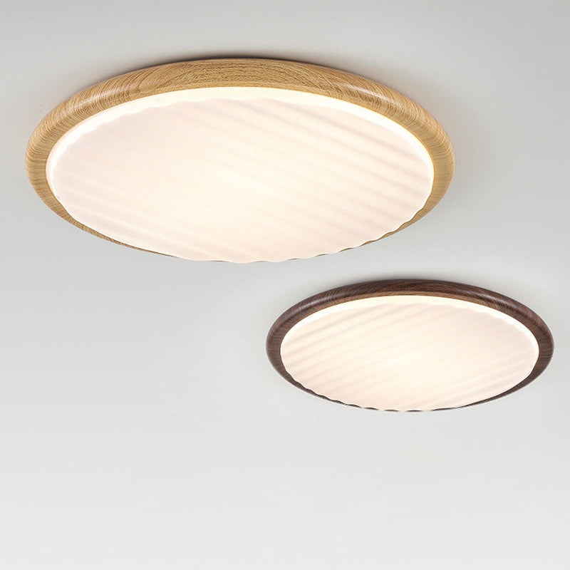 Round Wood Folding LED Bedroom Ceiling Light