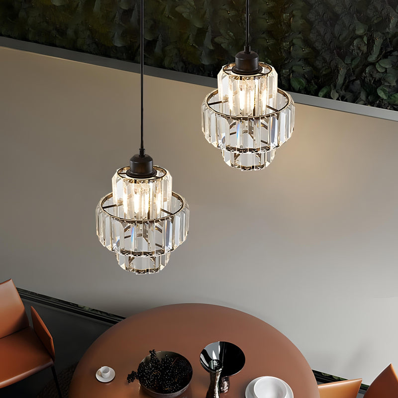 Fernando - Round Tiered Glass Crystal Ceiling Pendant Light