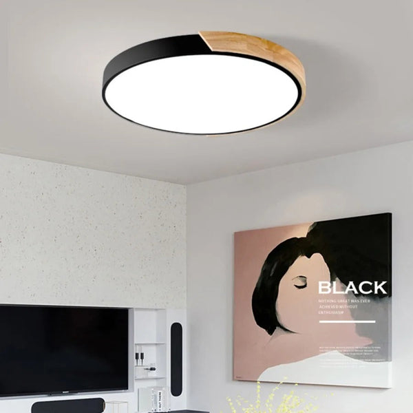 Nordic Wooden Macaroon Circular Ceiling Light