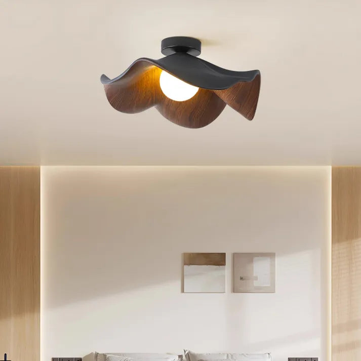 Nordic Wooden Lotus Resin Ceiling Light