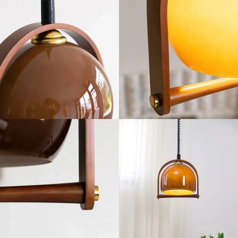 Vintage Bauhaus Wood Pendant Lights