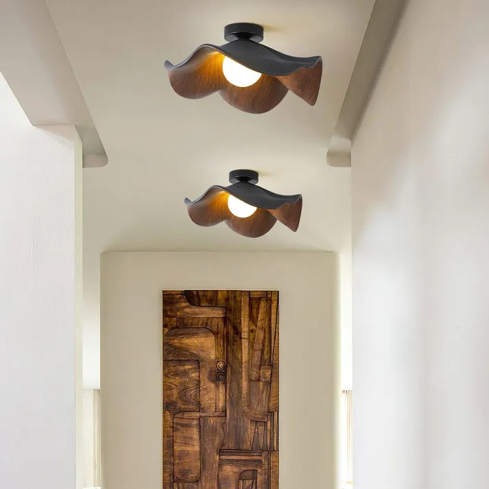 Nordic Wooden Lotus Resin Ceiling Light