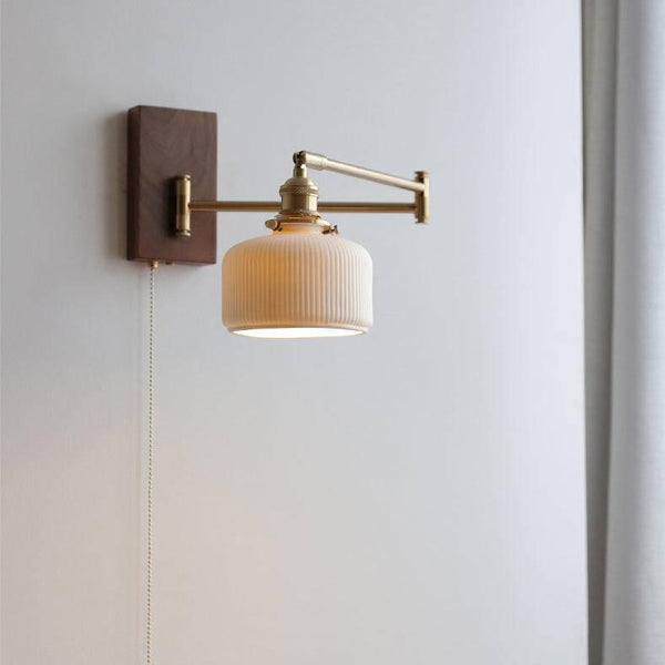 Ceramic Wall Lamp With Wood Plate